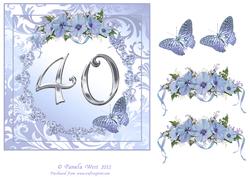 Butterflies and Flowers 40th Birthday or Anniversary Card