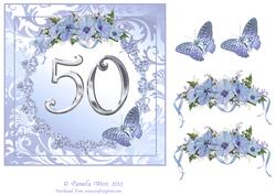 Butterflies and Flowers 50th Birthday or Anniversary Card