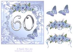 Butterflies and Flowers 60th Birthday or Anniversary Card