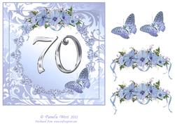 Butterflies and Flowers 70th Birthday or Anniversary Card