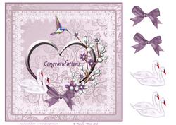 Congratulations Card with Swans and Bows