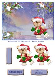 Skating Santa Bear Decoupage Sheet