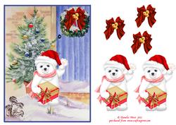 Santa Bear Delivering Presents Decoupage Sheet
