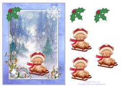 Santa Bear Sledging Step by Step Decoupage Topper