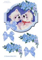 Westie Sweethearts with Forget Me Nots Topper