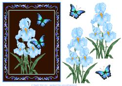 Irises and Blue Butterflies Step by Step Decoupage
