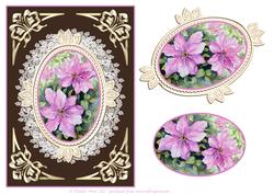 Clematis with Lace Frame Decoupage Topper
