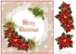 8x8 Merry Christmas with Poinsettias Decoupage