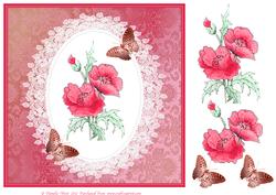 8x8 Poppies, Lace and Butterflies Topper