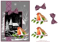 Black and White Church with Robin and Tartan Bows