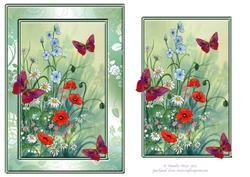 Field Flowers, Poppies and Butterflies Topper