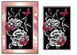 Black and White Roses with Butterflies Topper