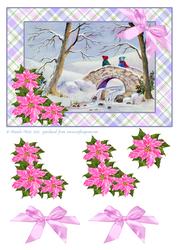 Bridge in Snow with Poinsettias Decoupage Topper