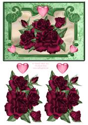Red Roses and Hearts Valentine/anniversary Card Topper