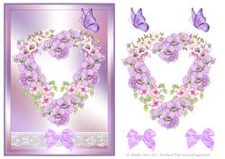 Watercolour Floral Heart with Butterfly Decoupage Topper
