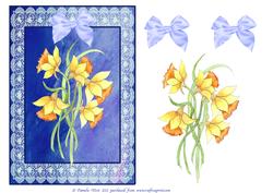 Daffodils and Bow Decoupage Sheet