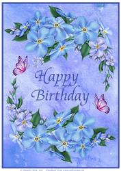 A4 Forget Me Not and Butterflies Birthday Card