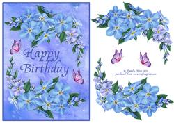Forget Me Not and Butterflies Birthday Decoupage Card