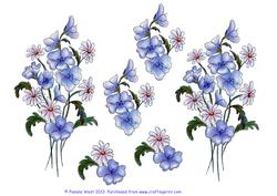 Watercolour Blue Field Flowers Decoupage Sheet