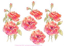 Watercolour Red Roses Decoupage Sheet