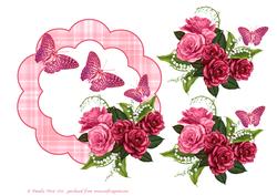 Red Roses and Butterflies Decoupage Frame