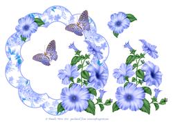 Blue Petunia and Butterflies Decoupage Frame
