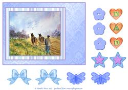 Ploughing the Field, Dad. Father's Day Decoupage