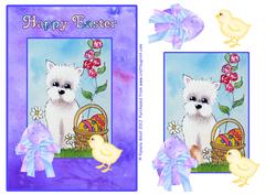 Easter Westie with Chick and Eggs Decoupage Topper