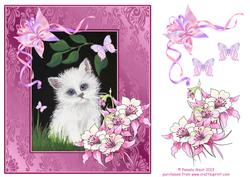 Kitten and Butterflies Decoupage Sheet