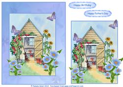 Garden Shed with Butterflies, Birthday/ Fathers Day Decoupag