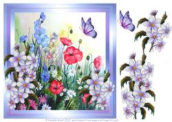8x8 Field Flowers with Butterflies Topper