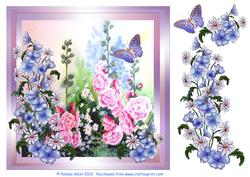 8x8 Hollyhocks and Daisies Topper