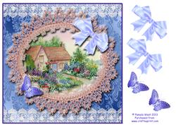 8x8 Vintage Cottage Garden with Butterflies and Bows
