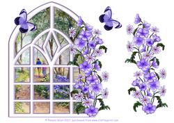 Over the Edge Arch Window Bluebell Wood Topper