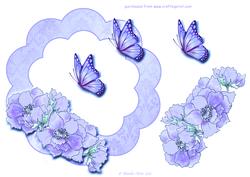 Anemones and Butterflies Floral Frame Blue
