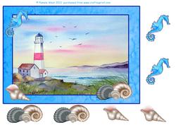The Lighthouse Decoupage Sheet with Shells