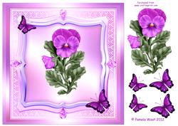 Pansies and Butterflies Decoupage Pink