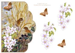 Field Mice and Daisies Scalloped Edge Decoupage Card