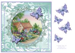 8x8 Cottage Garden with Butterflies Decoupage