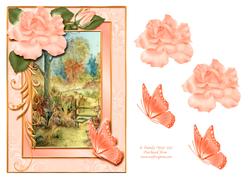 Rose Frame Woods in Autumn with Butterflies Decoupage