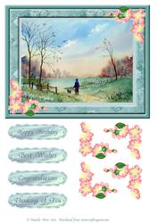 Walking the Dog Decoupage Sheet with Sentiments