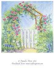 8x8 Rose Arch Watercolour Background
