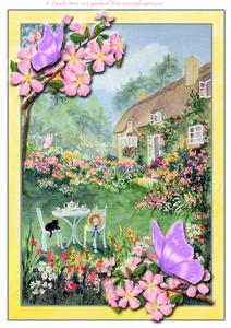 A4 Thatched Cottage with Apple Blossom Mini Kit