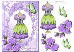 Fairytale Dress with Roses and Butterflies Decoupage Sheet