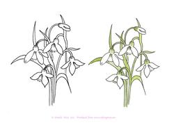 Digital Stamp Snowdrops with Coloured Version Too