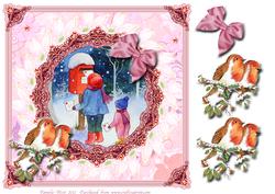 8 x 8 Posting a Letter and 2 Robins Decoupage Topper
