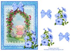Rosie in the Garden with Floral Decoupage Topper