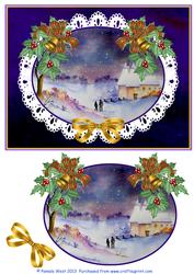 Oast Houses in Snow Decoupage Topper