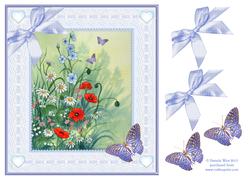 Poppies and Daisies with Butterflies Decoupage Sheet