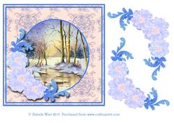 Winter Reflections with Flowers and Swirls Decoupage